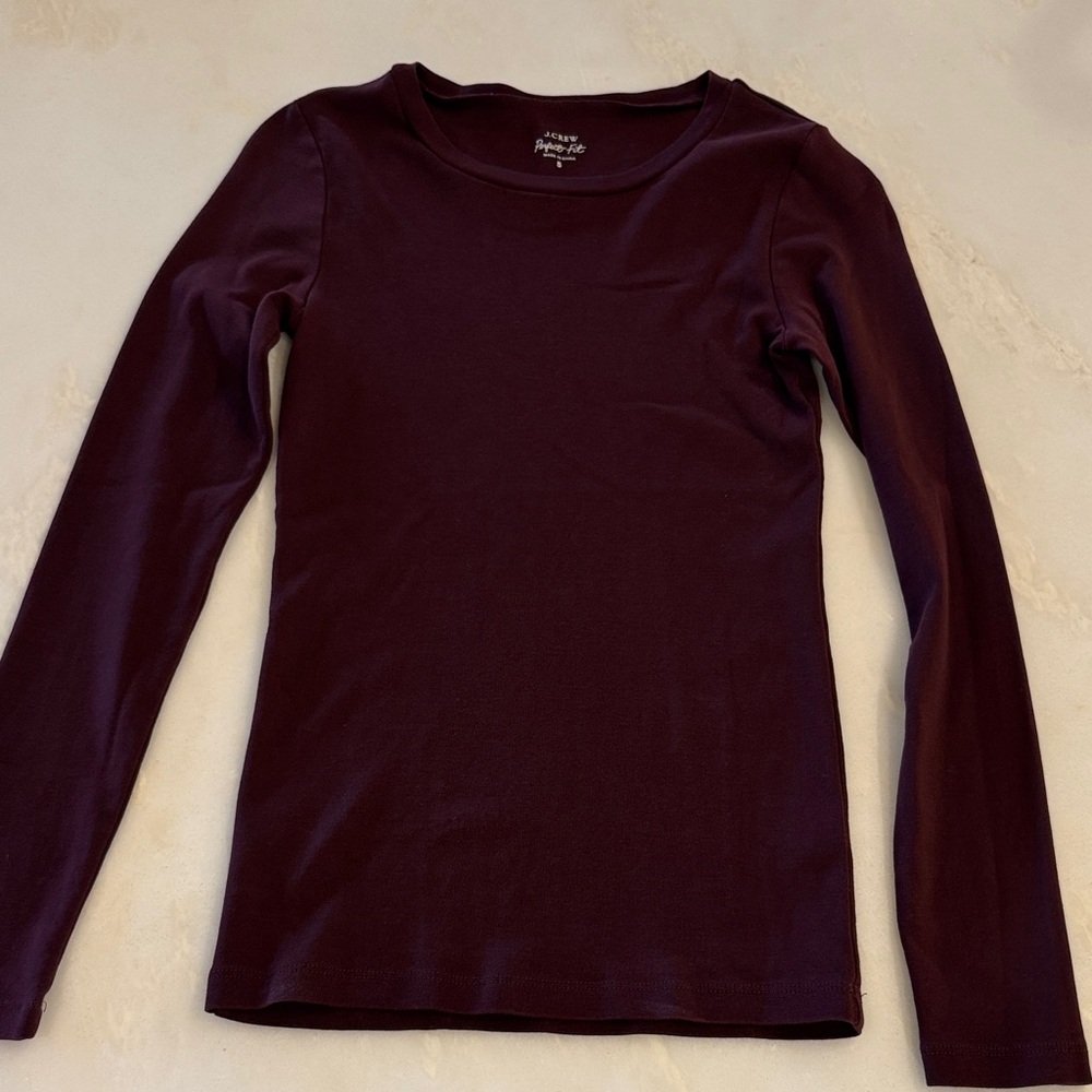 J. Crew Deep Burgundy Long Sleeve Tee
